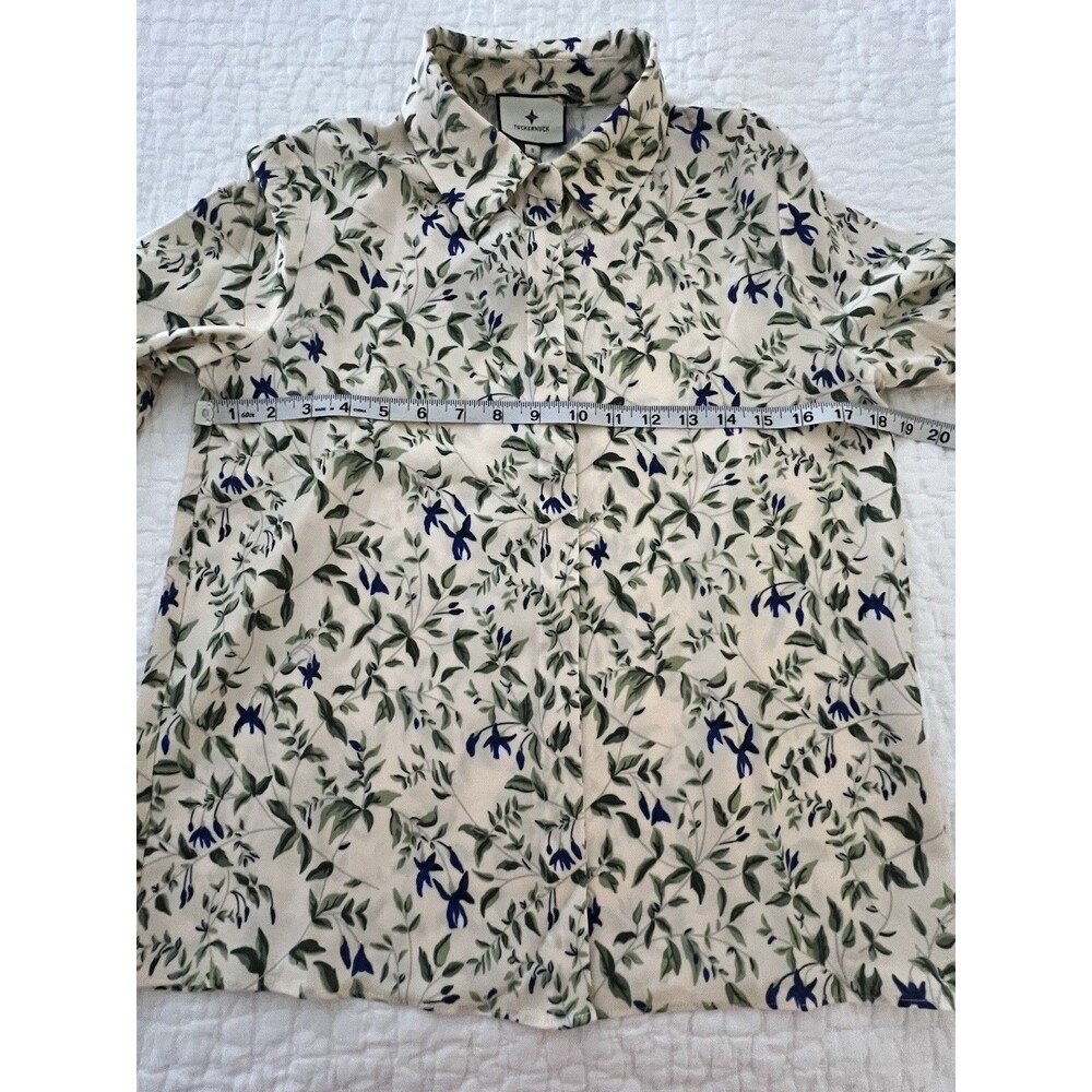 NEW Tuckernuck Fuchsia Floral Bell Sleeve Blouse Size Small Ivory - Picture 6 of 7